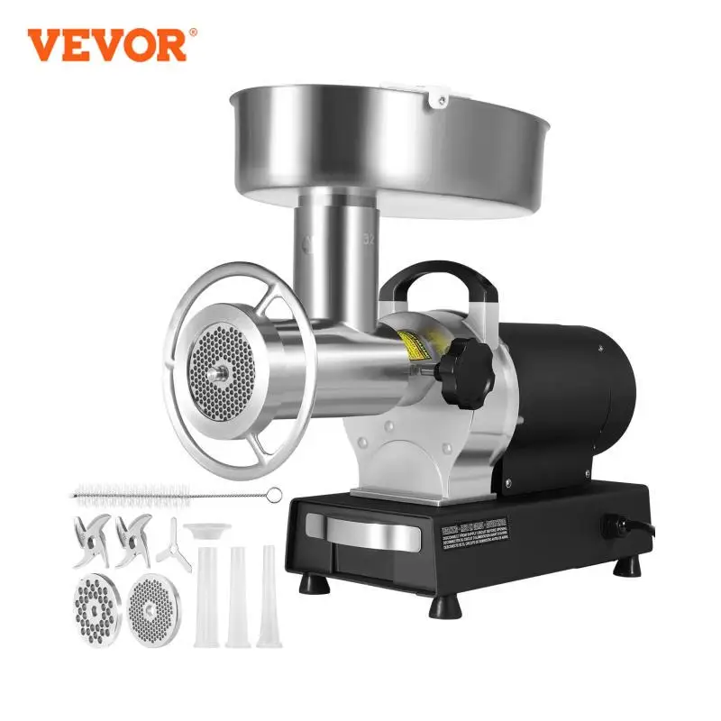 Vevor 992 lb/h moedor de carne elétrico aço carbonoi picador de carne industrial com 2 lâminas 3 placas moagem fabricante salsicha & kit kubbe