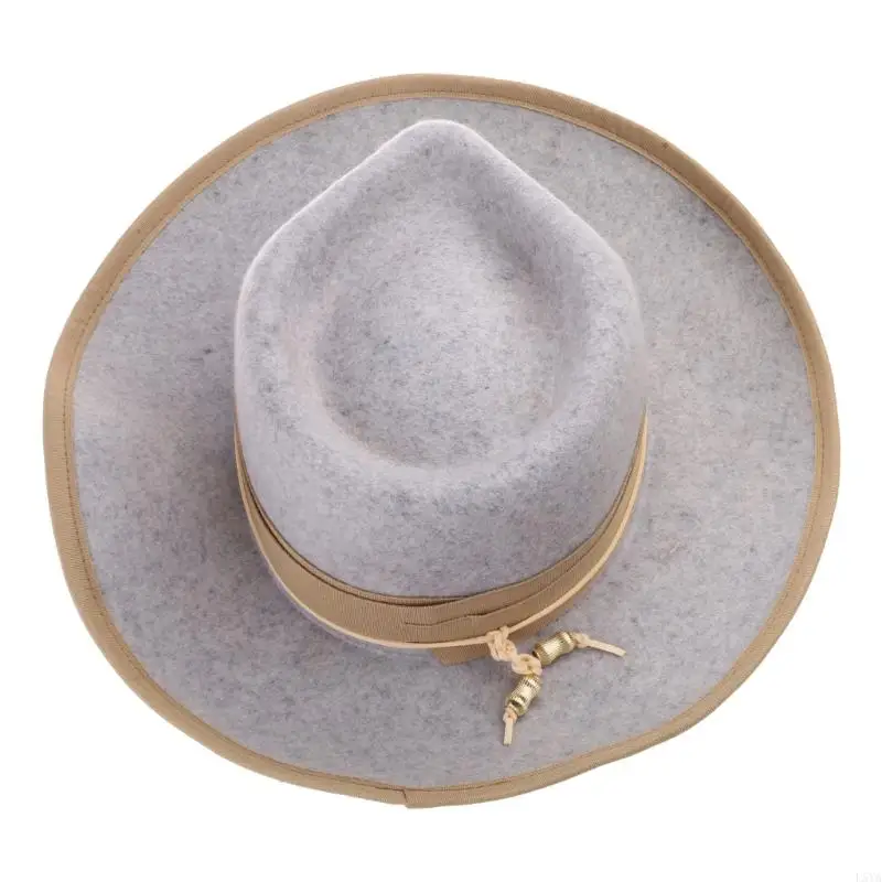 

L5YA Old-fashioned Fedoras Hat Wool Wide Brimmed Western Top Hat for Trilby