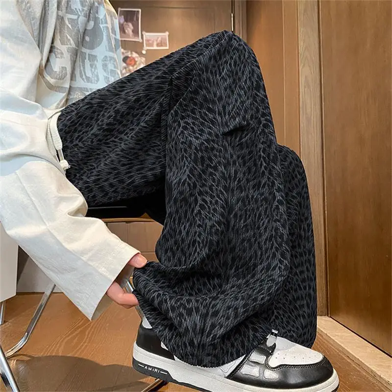 

Men's Fce Lined Thi Straight Leg Casual Pants Comfortable Loose Fit Autumn Winter Corduroy Trousers Faionable Leopard ...