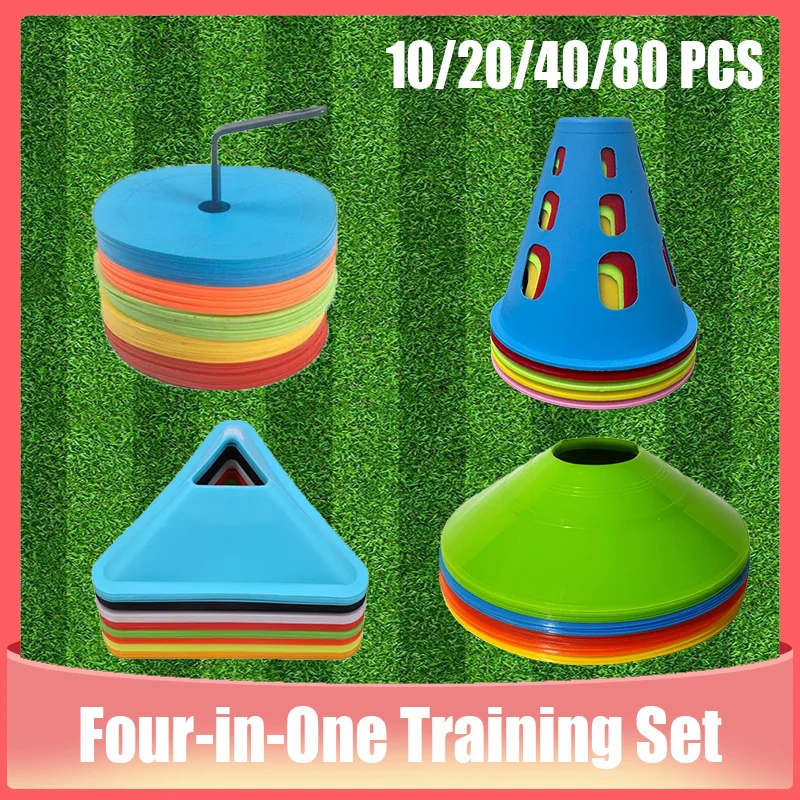 

10/20/40/80Pcs Soccer Flat Cones Marker Disc Football Agility Training Accessories Equipment Set for Kid Disc Cones