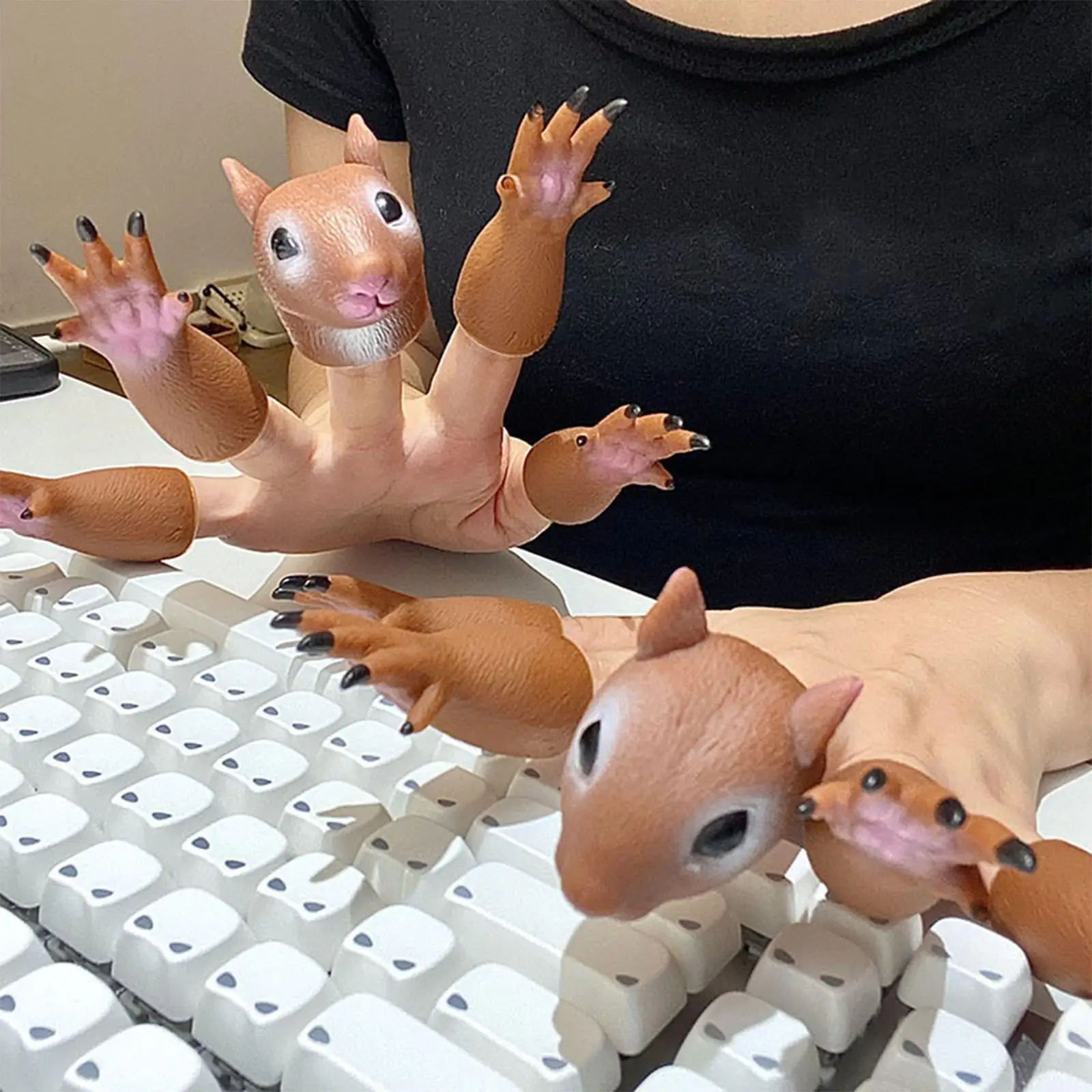 Children Finger Puppet Animals Squirrel Hand Finger Story Puppets Game  Miniature Realistic Rubber Animal Hand Puppets Gifts