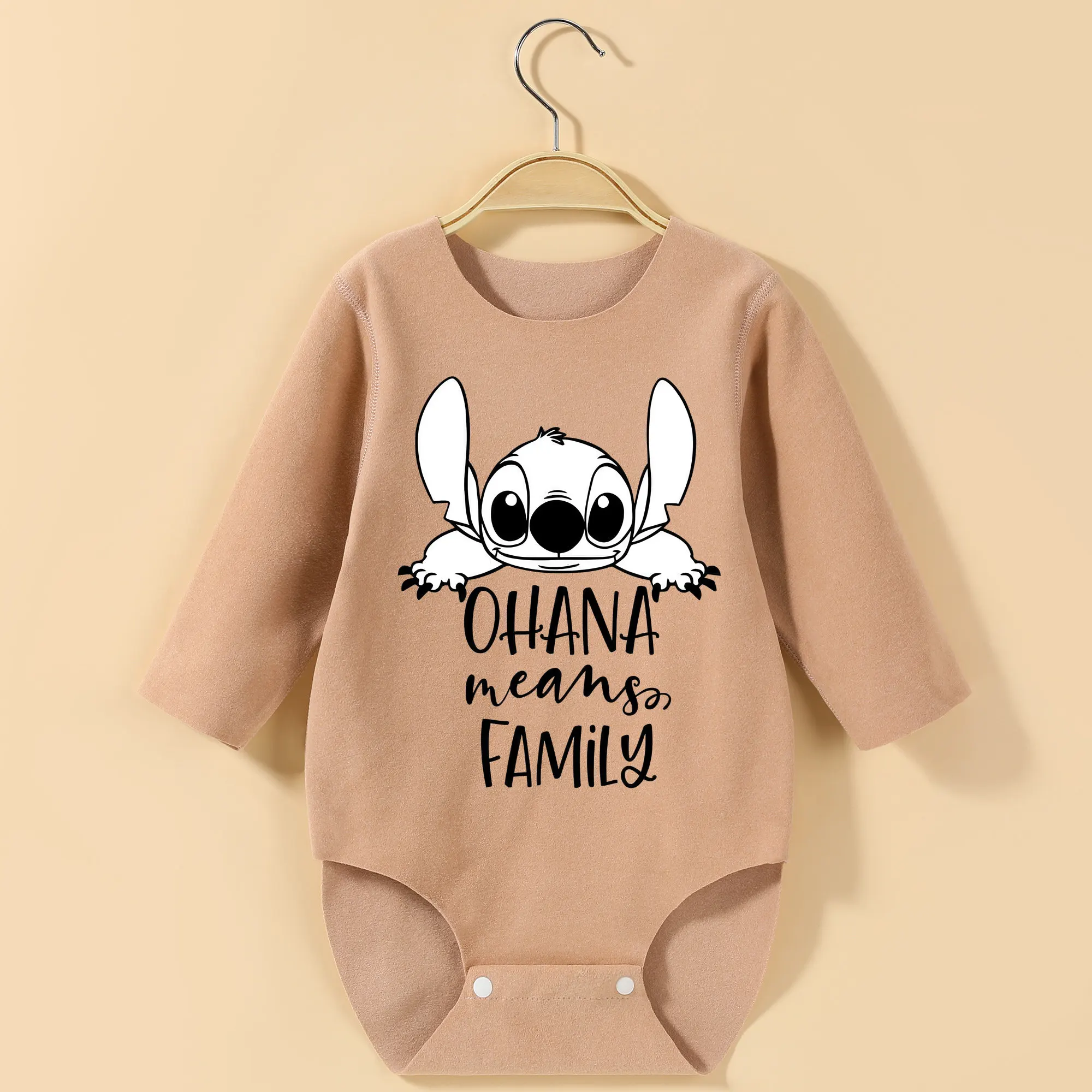 

MINISO Lilo&Stitch Long sleeves Baby Bodysuit Onesie For Height 60-90CM Exquisite Print Baby Cute Cloth Comfortable Jumpsuit