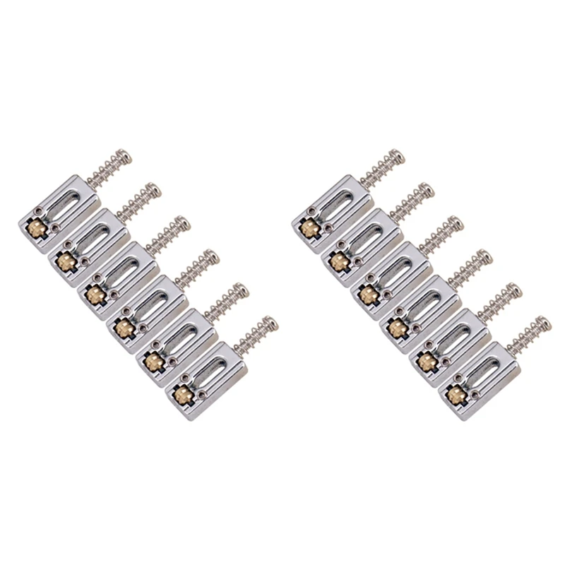 12 Pcs Metal Guitar Bridge Saddle Ball Roller String Tremolo Bridge Saddles For Electric Guitar Replacement Parts,Silver