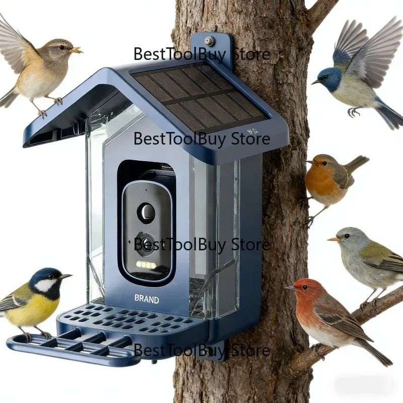 AI-Powered Bird Feeder with Live Camera Stream Durable ABS Material Outdoor Use All Seasons