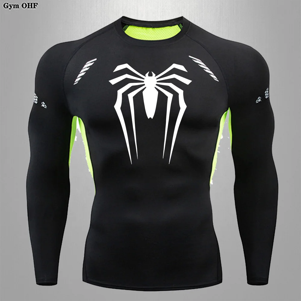 

Gym Workout Undershirts Rash Guard Athletic Quick Dry Tshirts Tees Tops Baselayers Spider Graphic Compression Shirts for Men