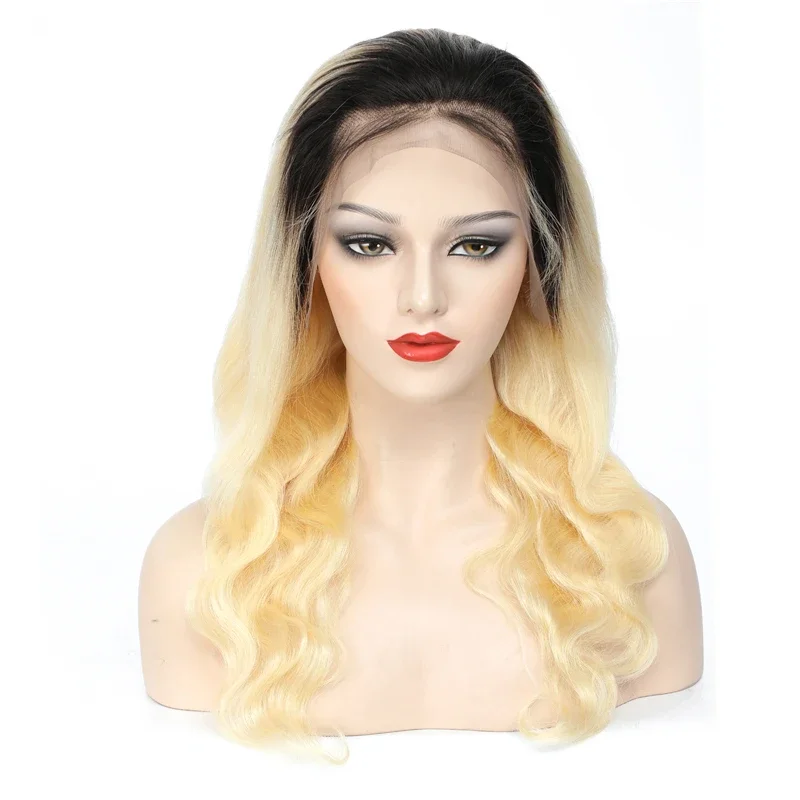 Swupod Body Wave Remy Human Hair 13x4 HD Lace Front Wig for Women 1B613 Ombre Honey Blonde Black Frontal Glueless Pre Plucked