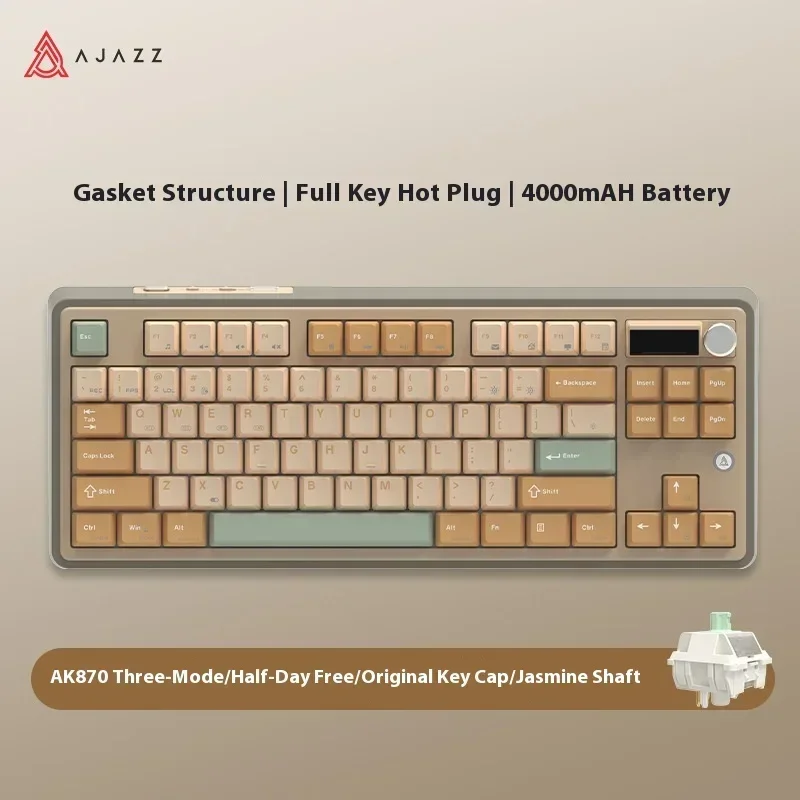 Imagem -06 - Ajazz Ak870 Tri-mode Rgb 2.4ghz sem Fio Bluetooth Teclado Mecânico para Jogos com Usb com Fio Troca Quente 87 Teclas para Computador Portátil