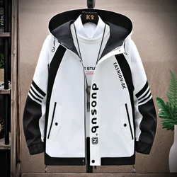 Fashion 2024 Spring Autumn Men's Hooded Casual Jackets Youth Streetwear Windproof Loose Cargo Coats Outdoor Tops Parkas Clothing