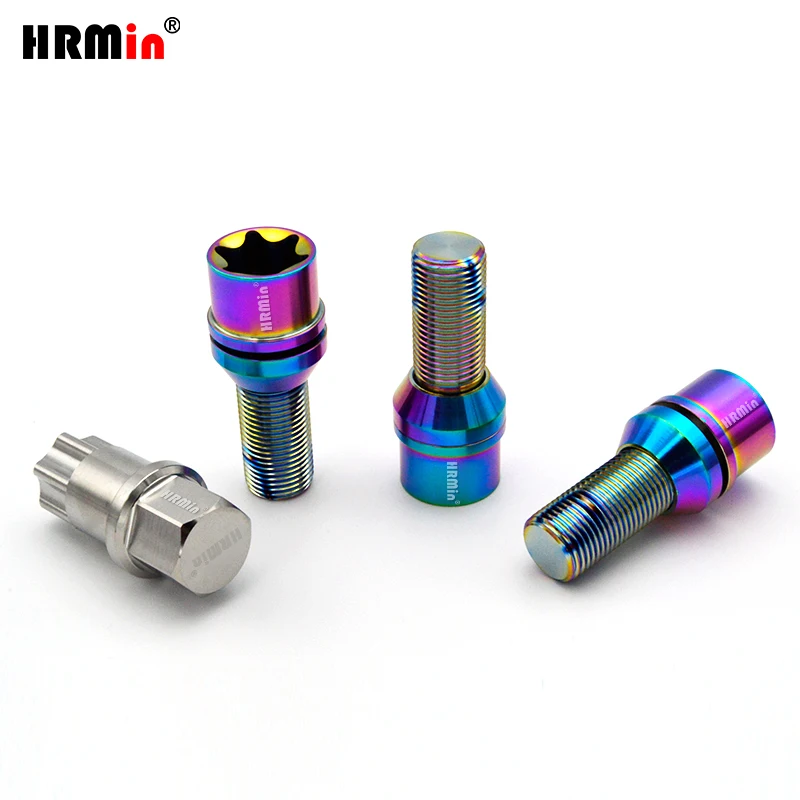 HRMin Gr.5 titanium floating washer Cone seat anti-theft wheel bolt titanium bolt M14*1.25*28mm For BMW MINI Rolls-royce