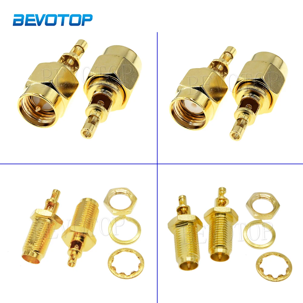 10Pcs/Lot SMA Male/Female Or RP-SMA Female Bulkhead Solder for RF0.81/RF1.13 Cable Straight RF Connector Gold Plated 50 Ohm