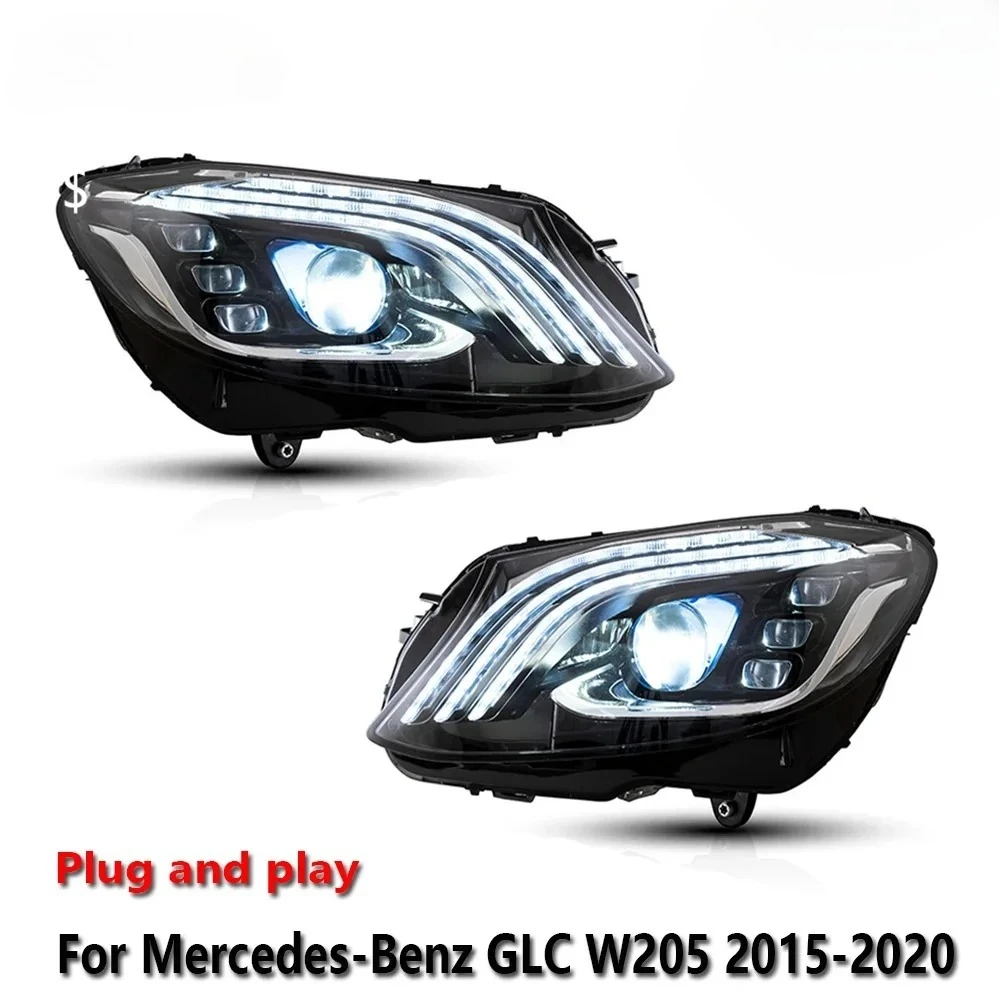 

Светодиодные фары в сборе для Mercedes-Benz GLK W205 2015-2020: противотуманные фары, ДХО, стоп-сигналы, указатели поворота, подключение Plug and Play