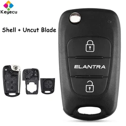 KEYECU Flip Remote Car Key Shell Case Housing con 3 pulsanti e Uncut Blade Fob per Hyundai Elantra 2010 2011 2012 2013 2014 2015