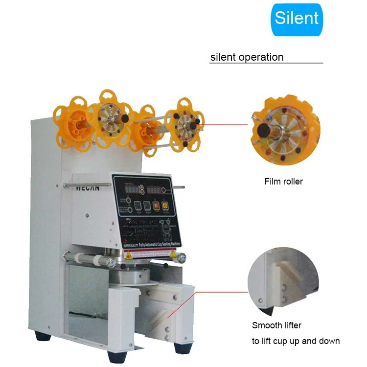 Macchina per sigillare tazze di plastica per sigillare tazze di tè con bolle d'acqua Bevanda completamente automatica di alta qualità