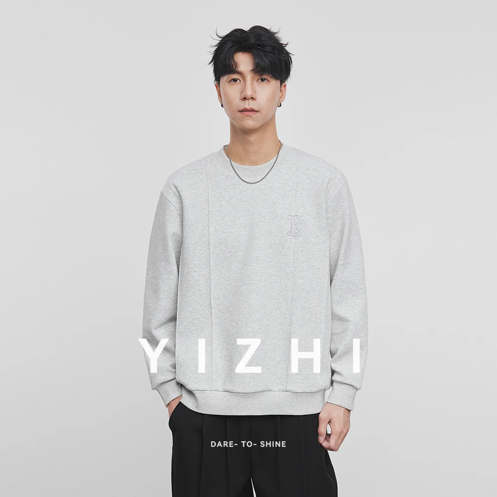 

Autumn Men's Long Sleeve T-shirt Loose Fashion Round Neck Pullover Sweater Letter Embroidery Casual Bottoming Shirt Men Clothing