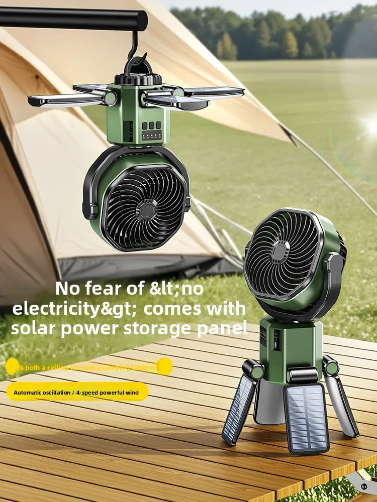 Solar fan outdoor camping lighting charging camping hanging tent special wind long battery life new model