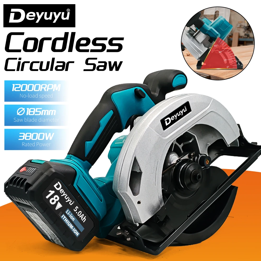 

Circular Saw 7Inch Cordless Handheld 60mm Cutting Depth Woodwork Saw For Makita 18V Battery, No Battery