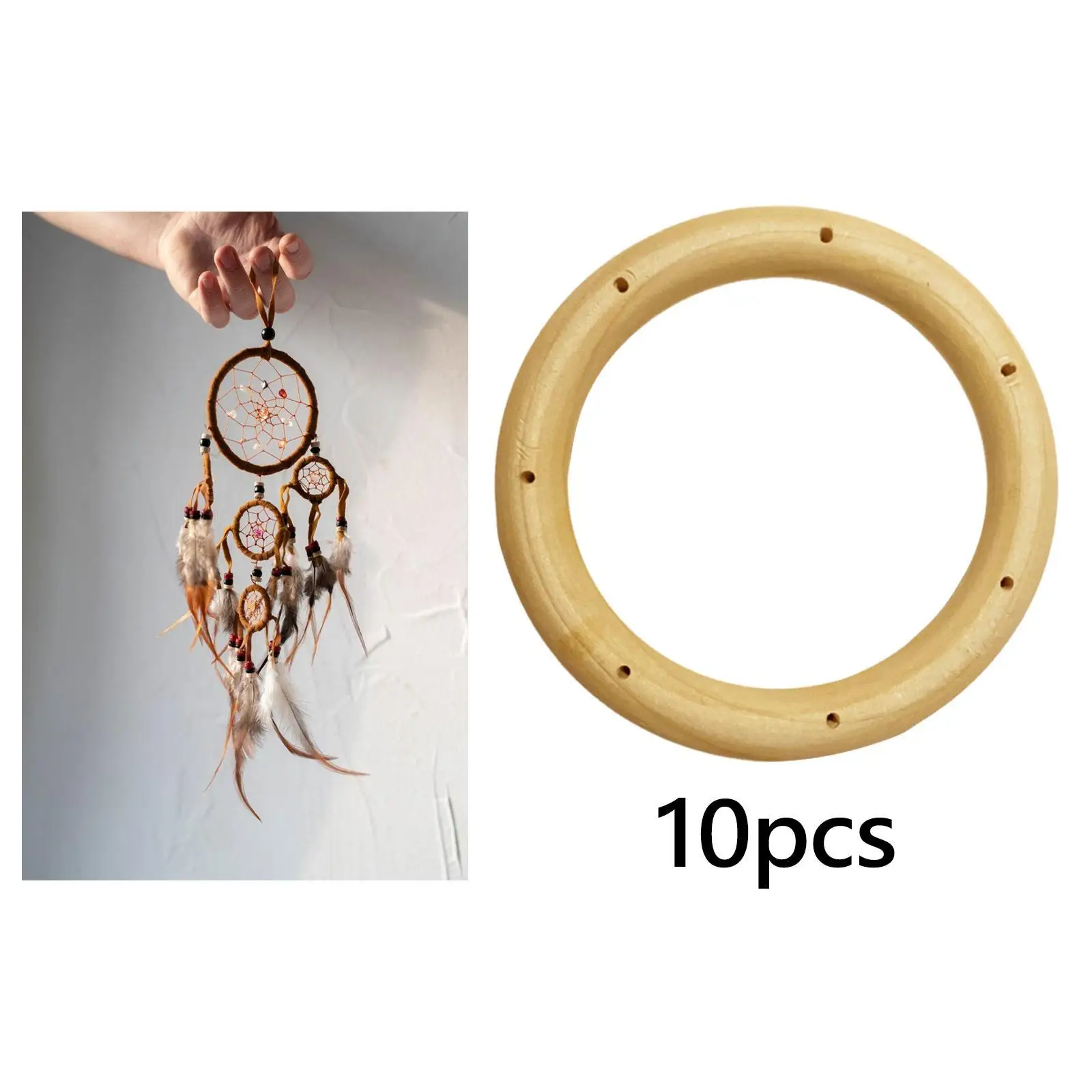 Wind Chime Circles Patio Home DIY Wind Chimes Wood Rings for Children's Toys Macrame Necklace Plant Hanger Jewelry Making Decor