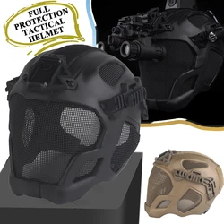 Full Protection Tactical Helmet Airsoft Full-Face Breathable Steel Mesh Helmet With Rails NVG Base  For Survival Games Shooting