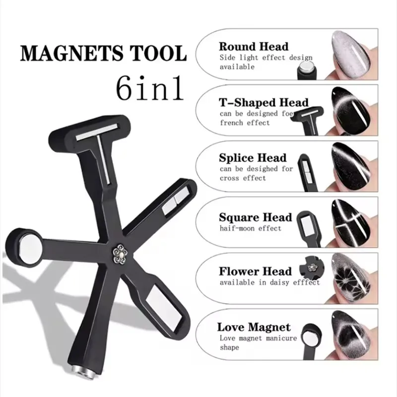 Magneet 6-in-1 Cat Eye-effect Franse nagel UV-attractiemagneten manicure