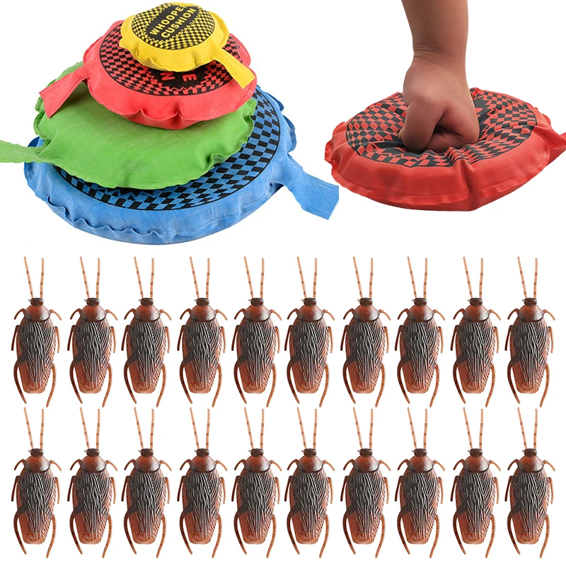 Classic Whoopee Cushion Prank with Cockroach Set Realistic Fart Sound Seat Pad Novelty Joking Prop Class Rewards Gift Supply ZYF