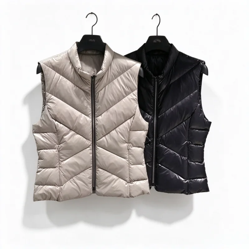 Autumn Winter Women Golf Sleeveless Down Vest Stand Collar Warm Versatile Casual Sports Ladies Puffer Golf Waistcoat