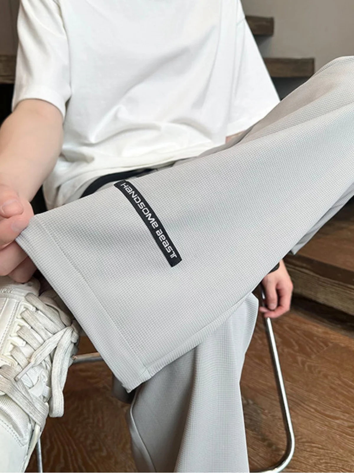 

Мужские летние легкие свободные прямые повседневные брюки из ледяного шелка с эластичными широкими штанинами, спортивные длинные брюки для отдыха с охлаждающим эффектом