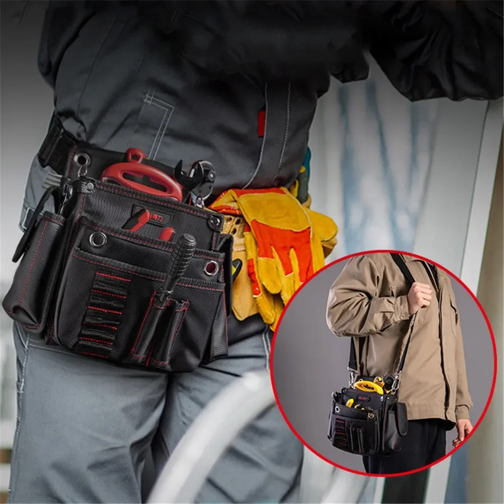 Deli Oxford Cloth Multi Pockets Waterproof Tool Waist Bag Screwdriver Pliers Utility Holder Electrician Tools Storage Belt