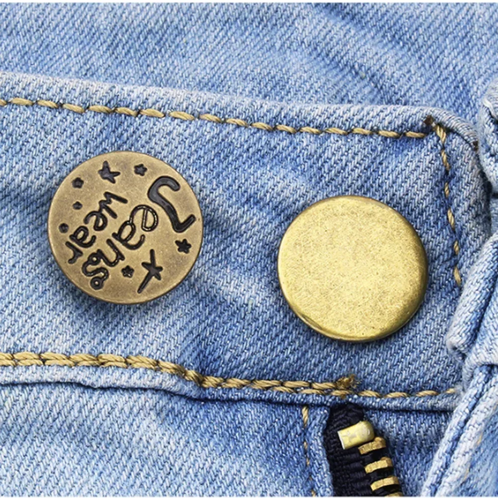 10PC โลหะกางเกงยีนส์ปุ่ม 17 มม.ไม่มีเย็บสกรูปุ่มชุดซ่อมที่ถอดออกได้ Jean Buckles เสื้อผ้ากางเกง Pins