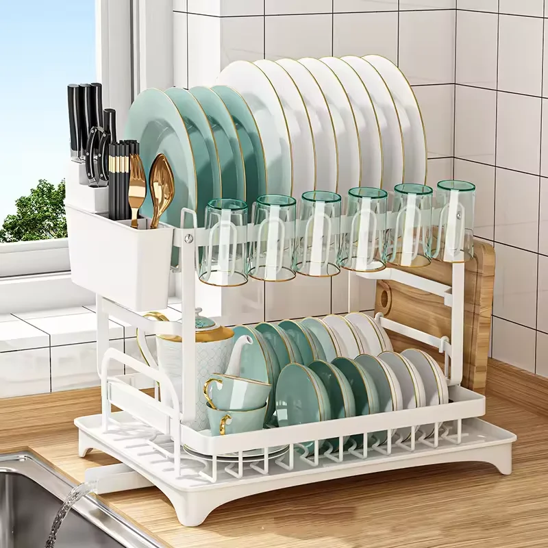 2-Tier Black Dish Rack Multi-Functional Kitchen Drying & Storage Rack Wall Hanging Shelf With Household Organization Features