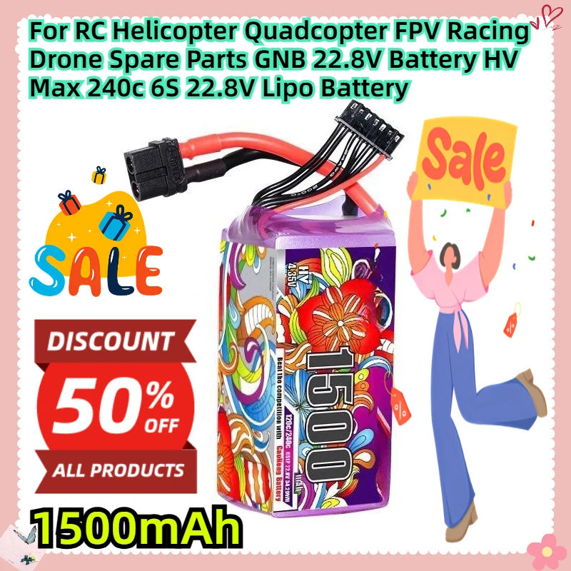 

For RC Helicopter Quadcopter FPV Racing Drone Spare Parts GNB 22.8V Battery HV Max 240c 6S 22.8V 1500mAh Lipo Battery