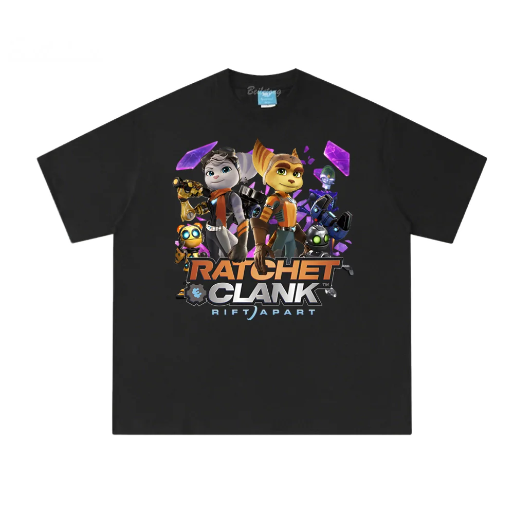 

Ratchet & Clank Rift Apart Tee 100%Cotton Shooting Game Print Round Neck Camisetas Summer High Quality Ropa Hombre Comfortable