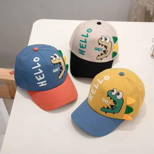 Imagen 2 del producto Gorra de béisbol para bebé, niño y niña, dinosaurio de dibujos animados, gorra con visera ajustable para niño, gorra Snapback para niño pequeño de 1 a 4 años