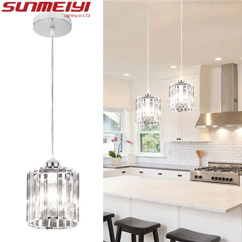 Modern American Minimalist Style Living Room Dining Room Bar Counter Bedroom Study Corridor 110V Chrome Iron Crystal Chandelier