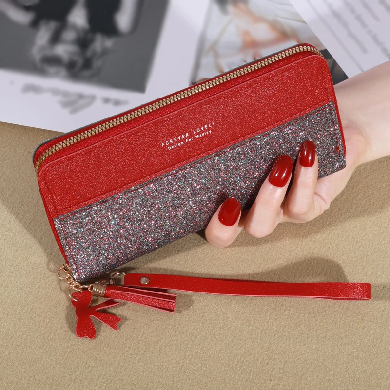 Women Long Pu Leather Wallet Fashion Zipper Purse Large Capacity Card Holder Coin Pocket Ladies Clutch Handbag Tote Wallet