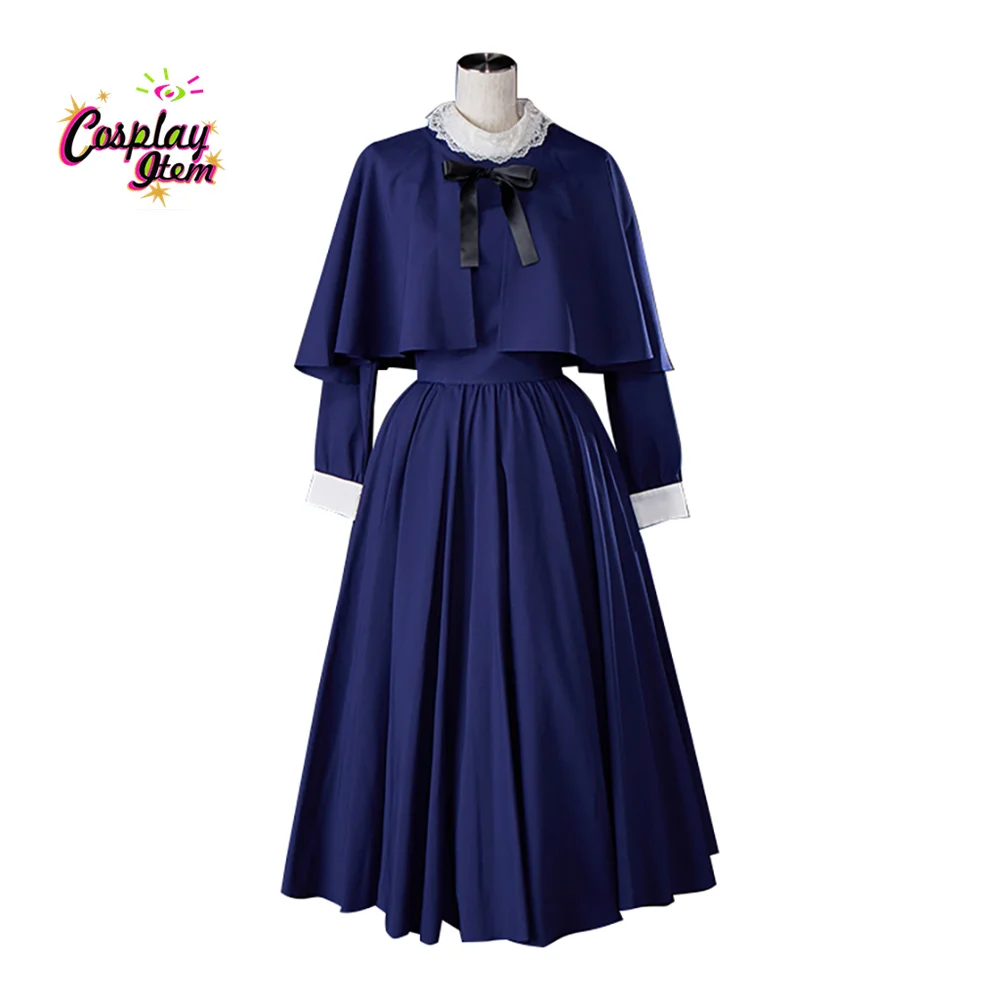 

Women Girls Church Cosplay Costume Medieval Renaissance Victorian Blue Lapel Dress Cloak Suit Halloween Christmas Dress Cape