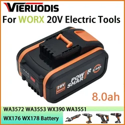 Per batteria 20V 8000mah li-ion per Worx WX390/WX176/WX166.4/WX372.1 WX800/WX678/WX550/WX532/WG894E WG629E/WG329E/WG2