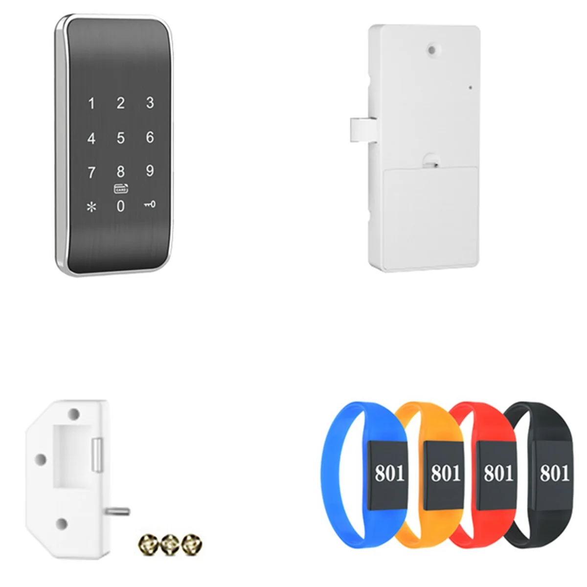 AA98 Wireless Access Control Digital Keypad Phone/RFID/Card Password Cabinet Lock for Lockers Conventional-Silver