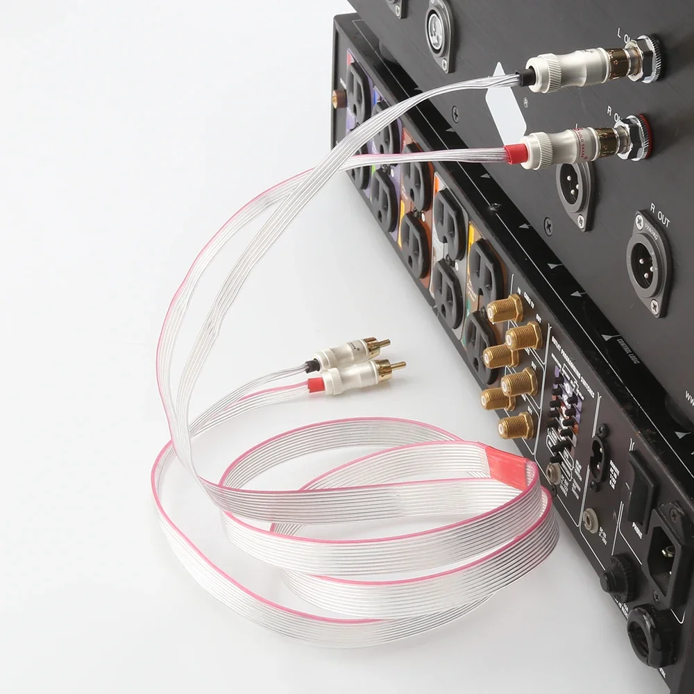 Cabo de sinal plano banhado a prata Heven OCC branco HiFi com cabo de interconexão RCA banhado a ouro para Nordost