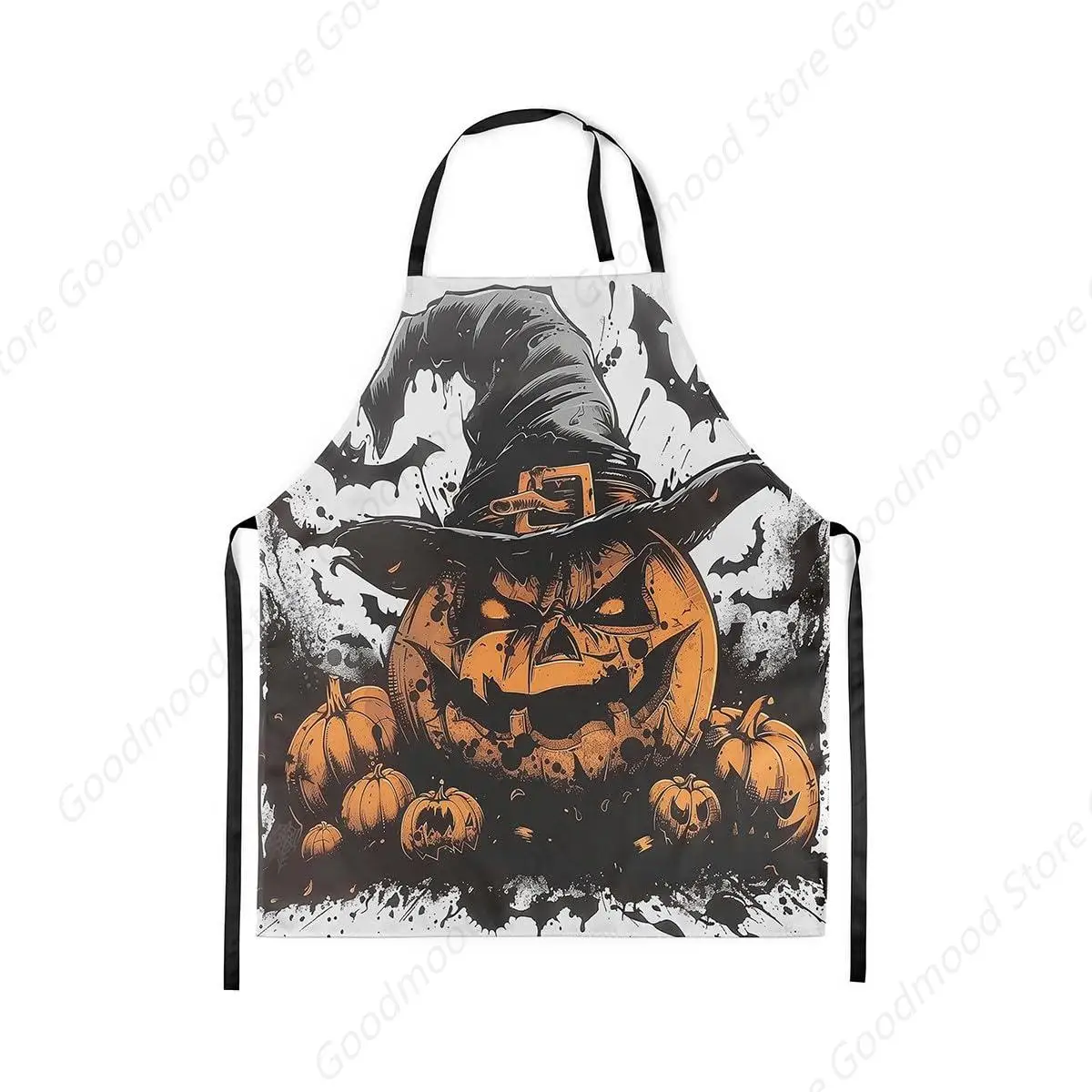 

Halloween Pumpkin Kitchen Apron Orange Black Street Art Hippie Graffiti Apron for Adults Autumn Plants Animal Waterproof Apron