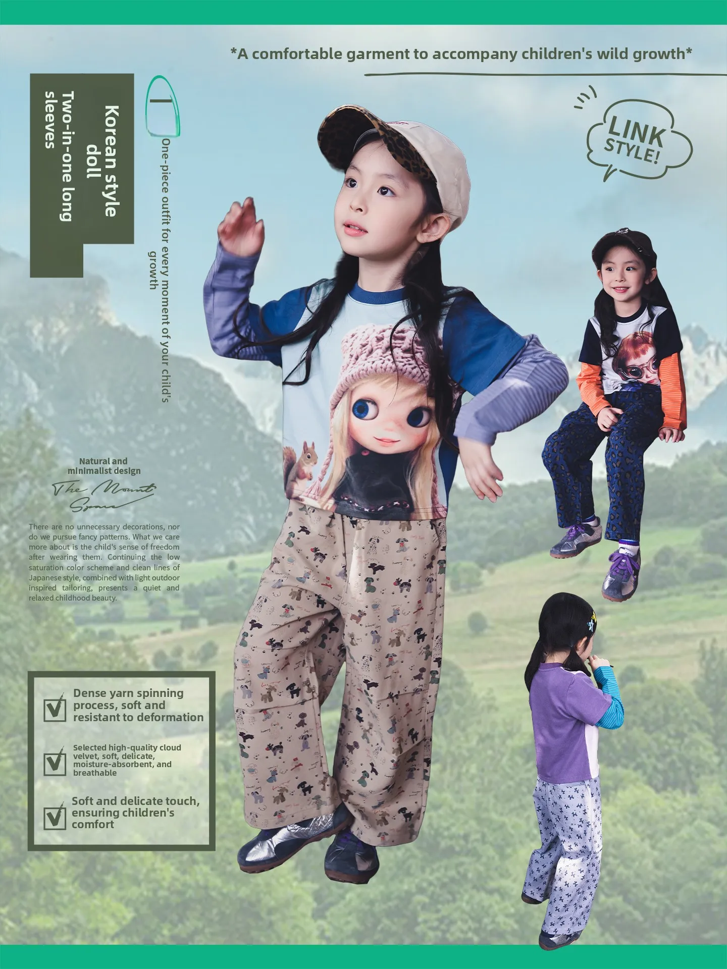 Outdoor Long Sleeve T-Shirt for Girls Casual Splice Style Children's Clothing Soft Comfortable Cotton Polyester Blend