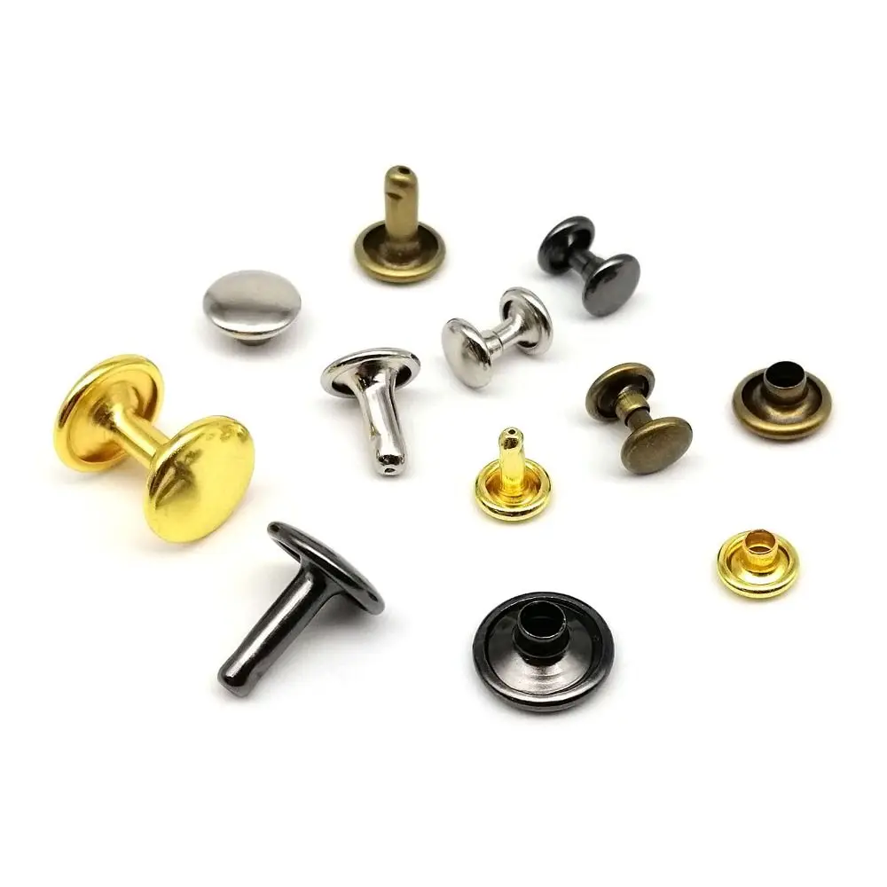 100Sets Leather Collar Decor Rivet Stud 6/8/10mm Double Cap Spot Nail Screw Clothes Accessory Leather Bag Stud