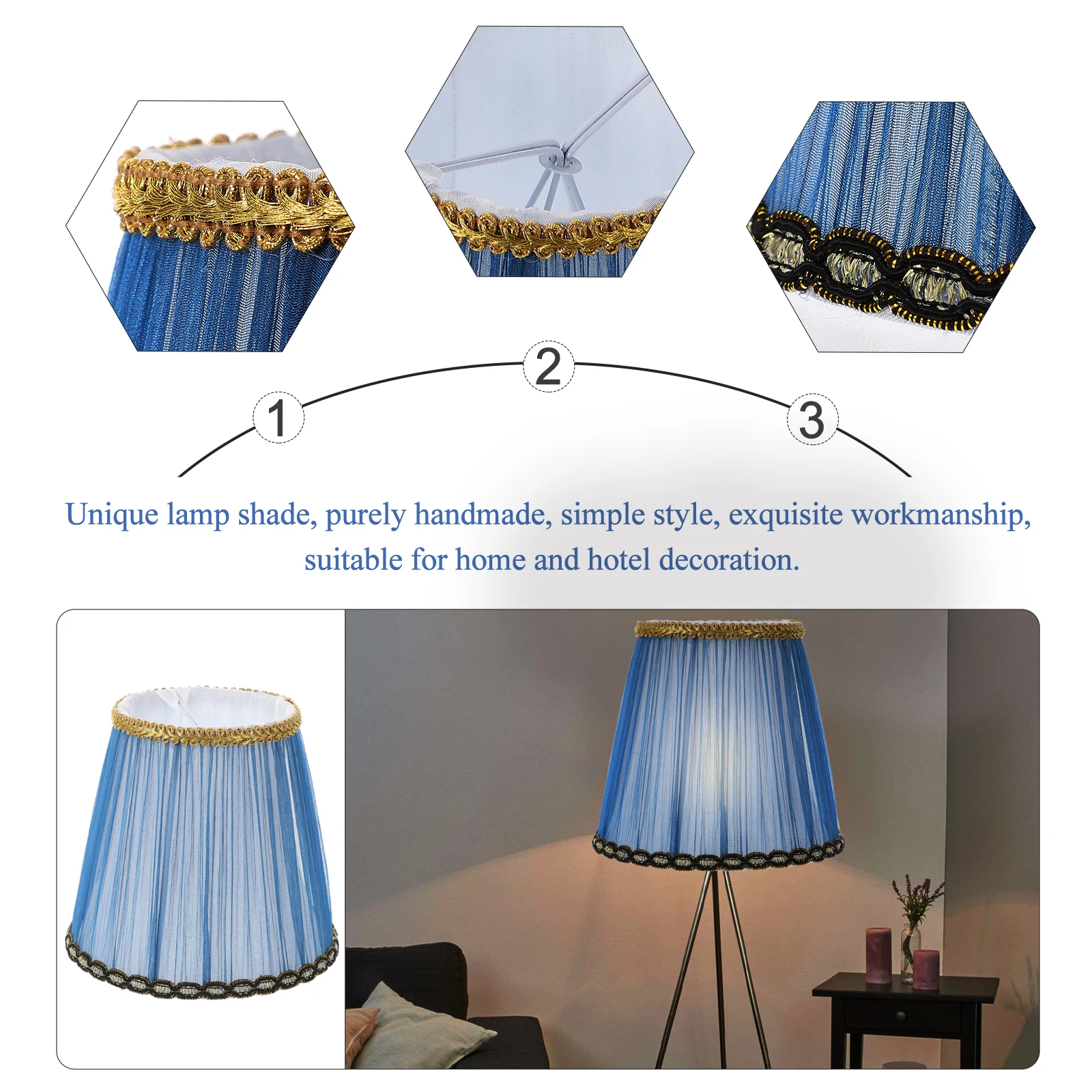 

Clip Bulb Lampshade Cloth Cover Small for Chandelier with Vintage Fabric Dustproof Table