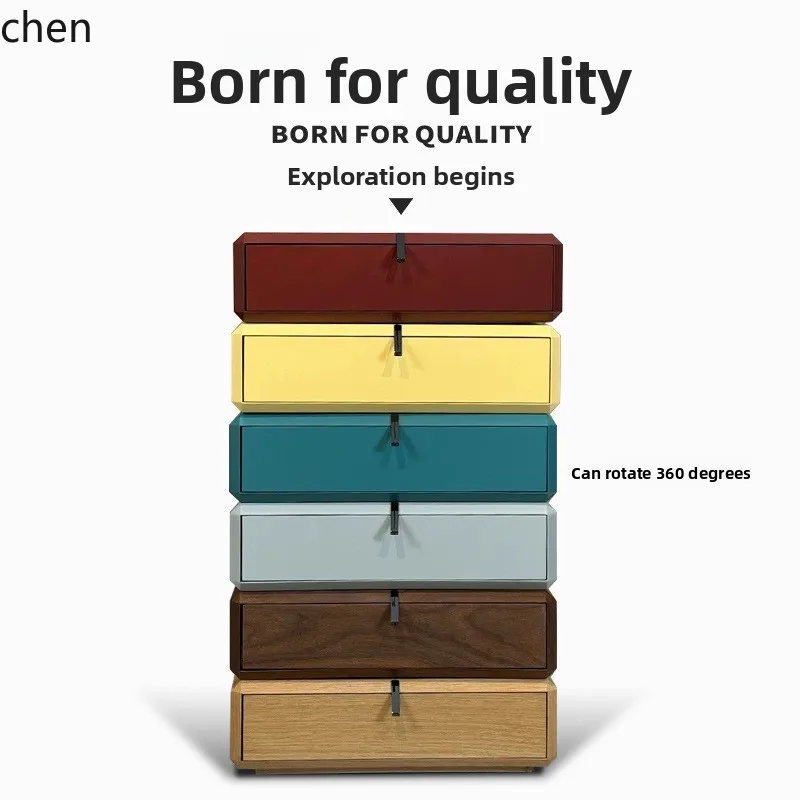 YFY Minimalist Solid Wood Six-Drawer Cabinet Rotatable Bedroom Creative Six-Color Drawer Cabinet