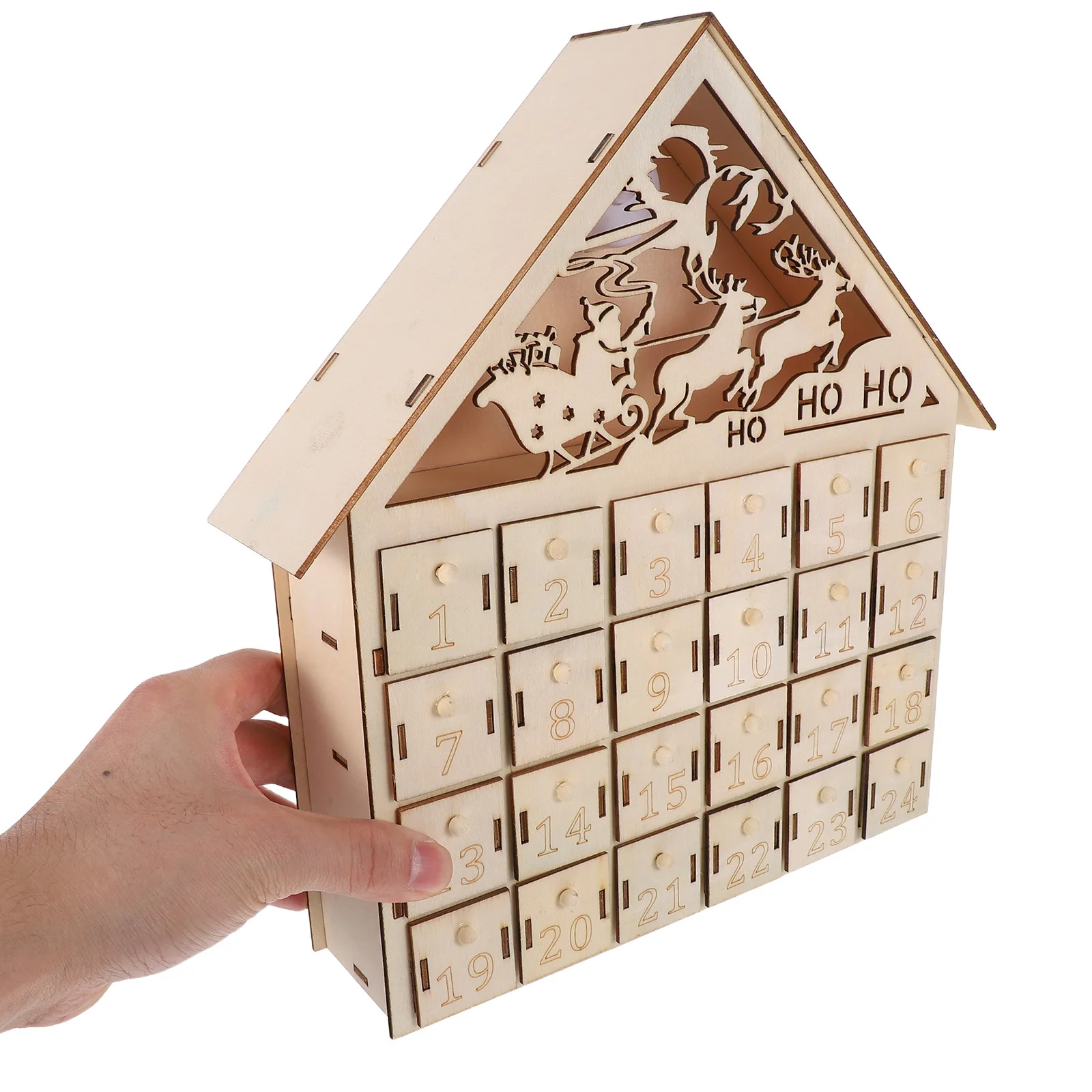 

Christmas Countdown Calendar 2025 - Wooden 24 Drawer Light Up - Fillable Holiday Gift Box for