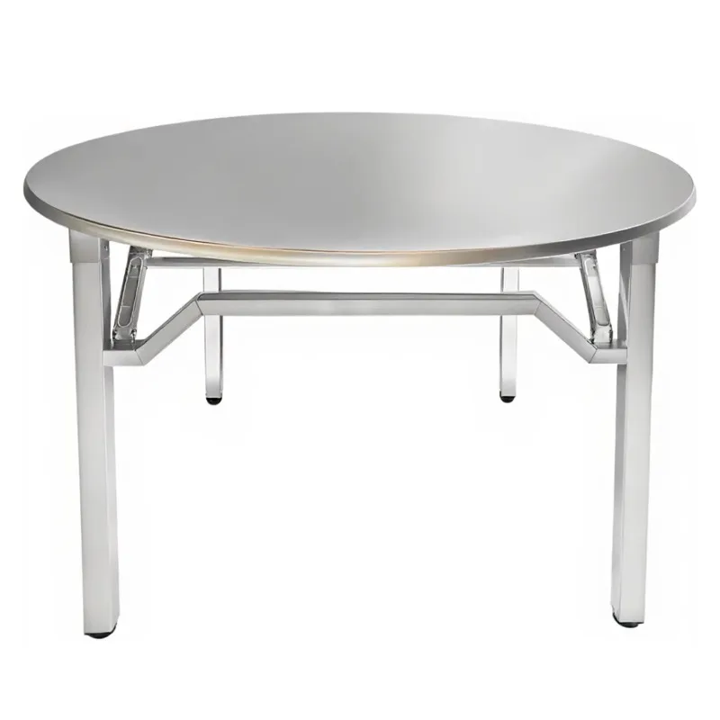 Stainless Steel Foldable Commercial Hotel Furniture Dining Table Modern Design Large Circle Banquet Table with Thick Legs