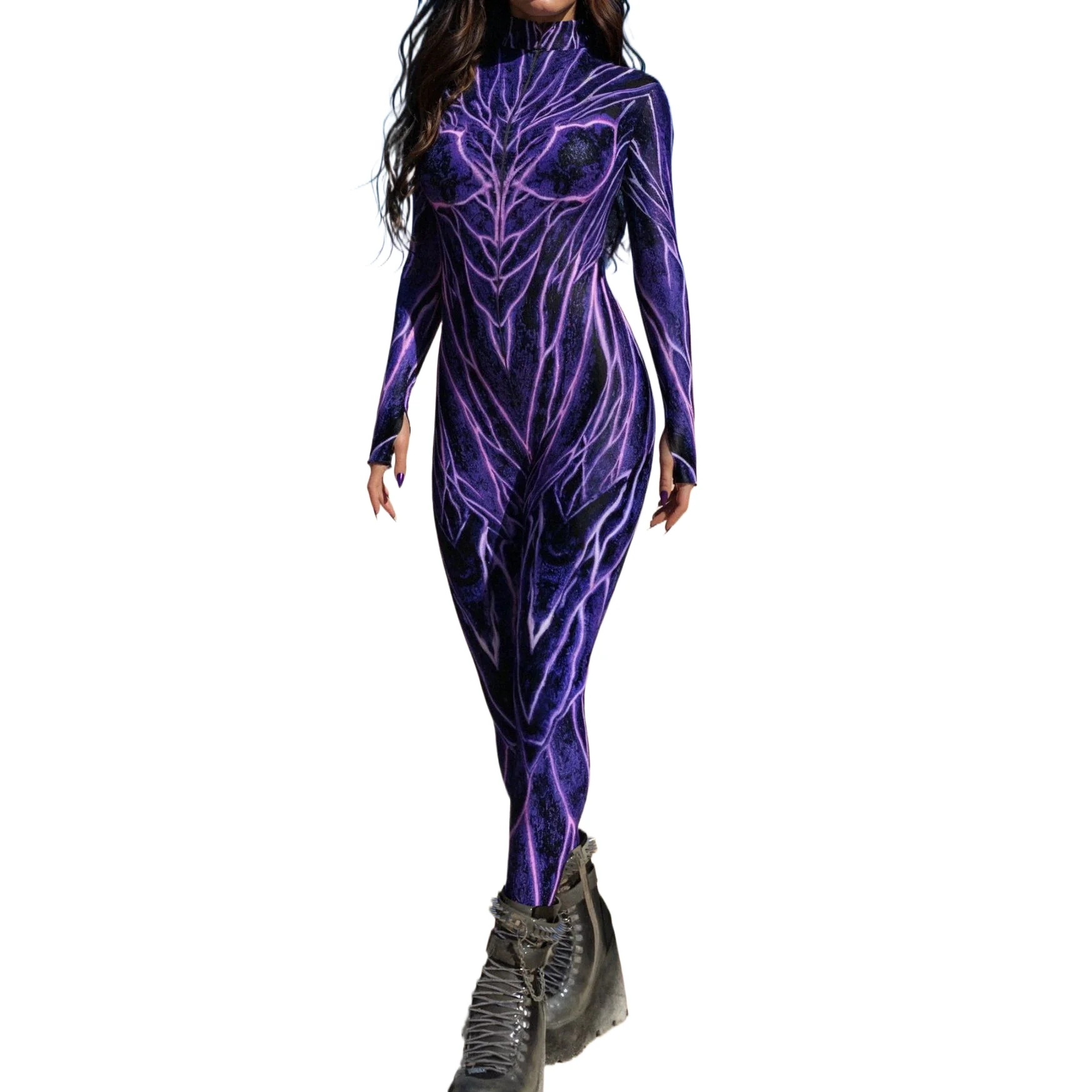 

Irregular Art Stripes Digital Printing Bodysuit Holiday Party Role Play Costume Show Women's Bodysuit Performance Jumpsuit