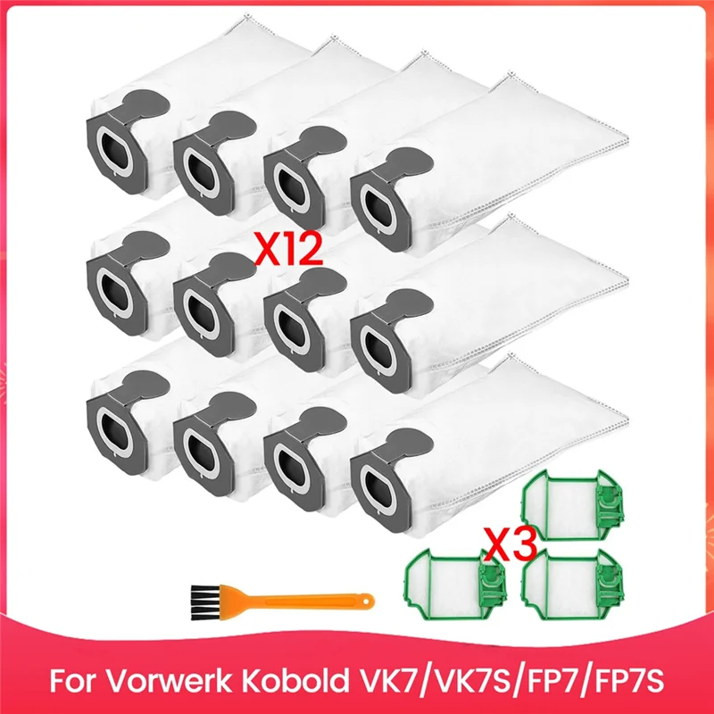 

Vacuum Cleaner Bags Forvorwerk Kobold VK7, VK7S, FP7, FP7S With3 Motor Protection Filters Replacement Parts