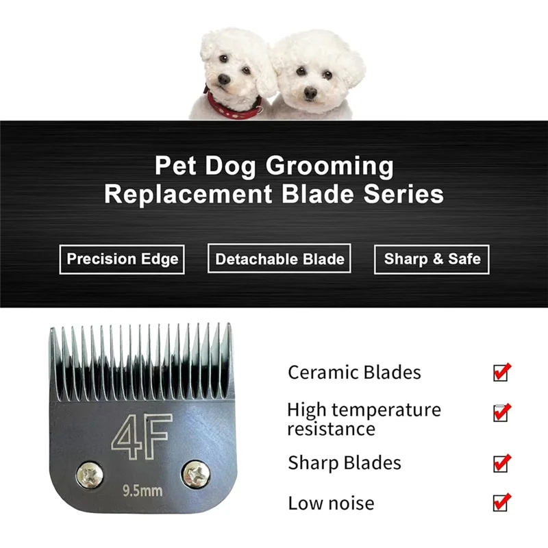 ABJI-Detachable Blade 4F 9.5Mm Pro Replacement For Wahl KM 10 For Andis AG/AGC/SMC/Oster A5/Classic 76 Animal Clipper - view 2