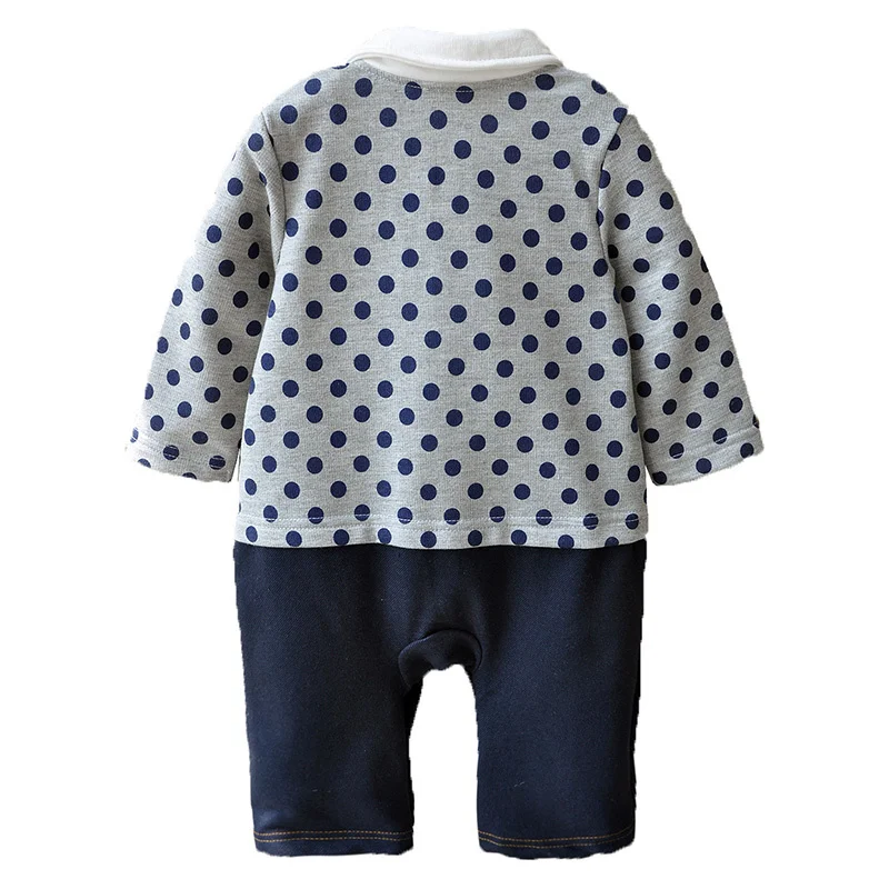 Fashion Baby Rompers Toddler Infant Jumpsuit Boys Clothes Polka Dot Playsuit Outfits Baby Clothing With Tie