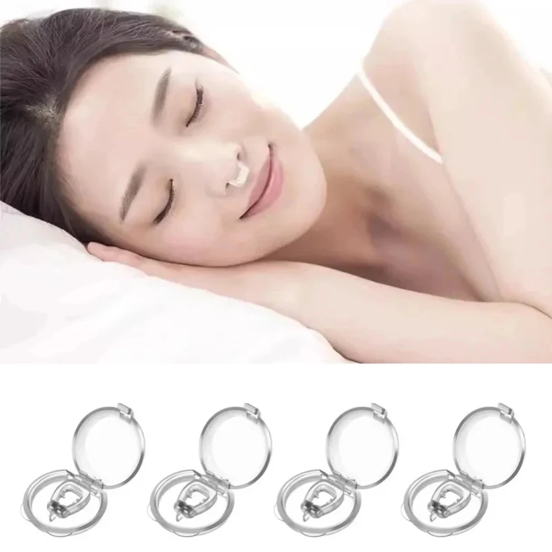 2/4/8/12pcs Silicone Anti Device Snoring Nose Clip Magnetic Sleep Tray Sleeping Aid Improve Sleeping Easy Breathe Apnea Guard